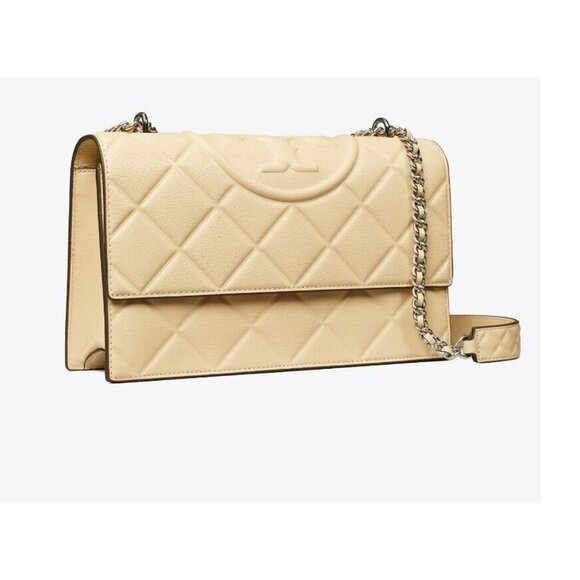 TORY BURCH Fleming quilted leather convertible shoulder crossbody bag -Vanilla